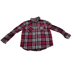 Boys Cherokee Red Plaid Button-Up Long Sleeve Shirt Size 6/7 Made In Bangladesh